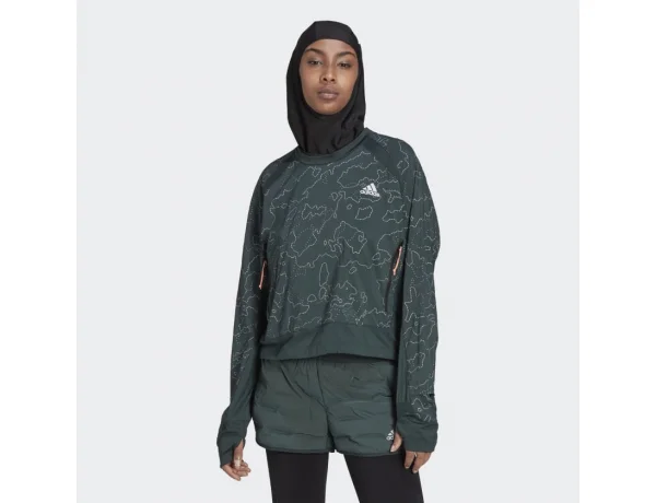 adidas X-City Running Crewneck Jacket Shadow Green