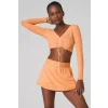 Alo Yoga Ribbed Cinch Cropped LS Cantaloupe 