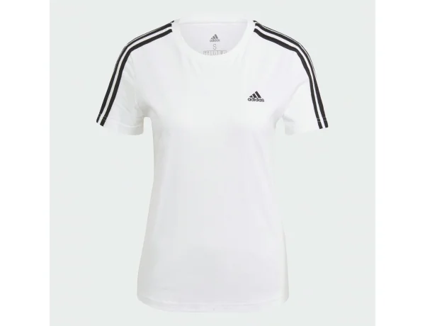 adidas Essentials Slim 3-Stripes Tee White