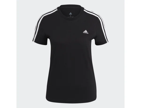 adidas Essentials Slim 3-Stripes Tee Black