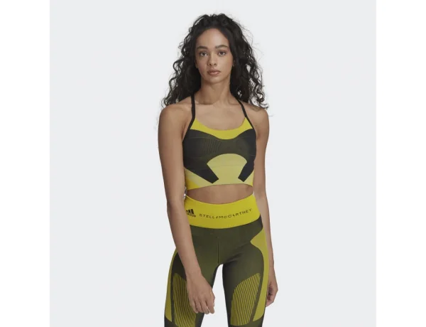 adidas By Stella Mccartney Truestrength Yoga Knit Light-Support Bra Black/Yellow