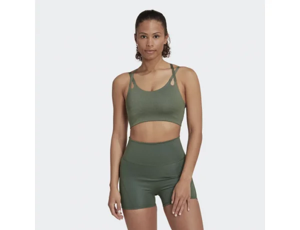 adidas Yoga Luxe Studio Light-Support Fire Bra Green Oxide